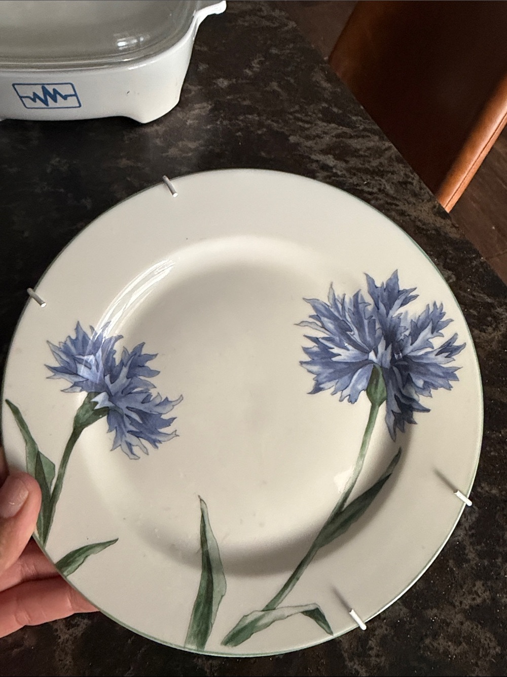 Blue Floral Stoneware Dinner Plate - Home Dining